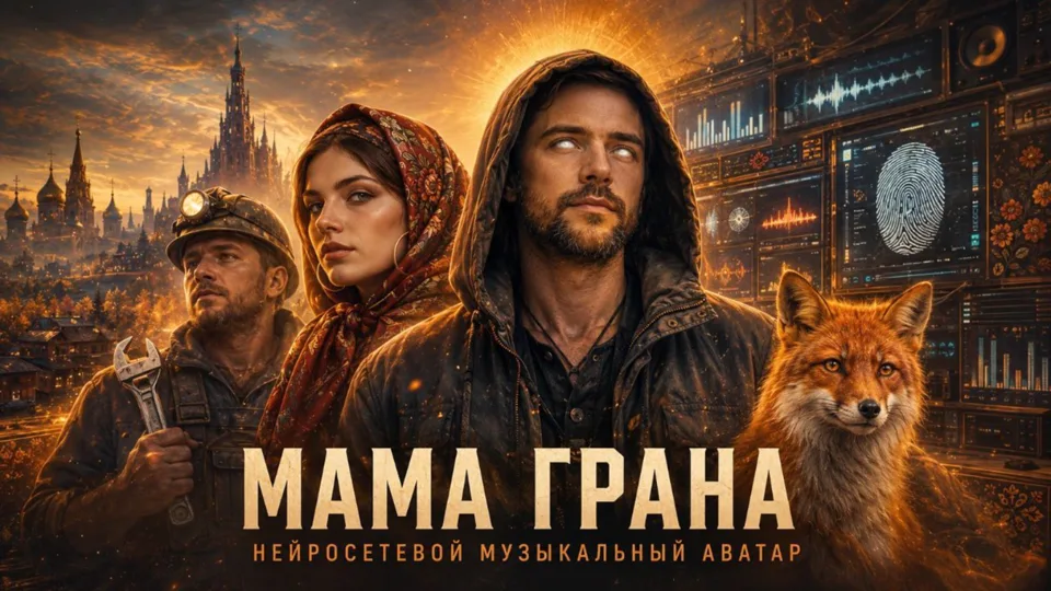 Кинематографический мир Мамы Граны: Странник, Красна девица, рабочий, лиса, тёплый свет и цифровой интерфейс